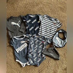NWOT Puma Bundle of Onesies, 1 Beanie & 1 Bib Size 3-6M